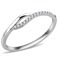 Alamode High polished (no plating) Stainless Steel Ring with AAA Grade CZ in Clear - Alamode