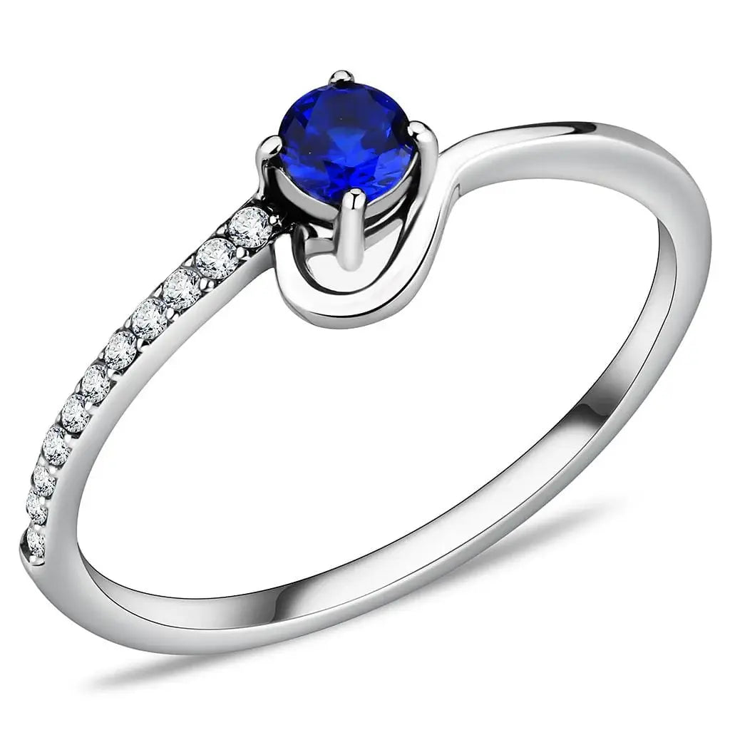 Alamode High polished (no plating) Stainless Steel Ring with AAA Grade CZ in London Blue - Alamode - Flyclothing LLC