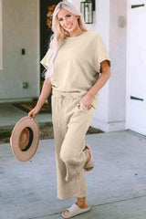 Short Sleeve Top and Pants Set - Trendsi - Flyclothing LLC