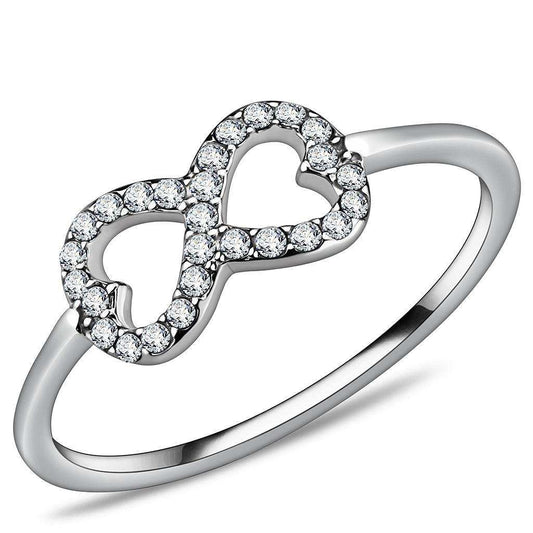 Alamode High polished (no plating) Stainless Steel Ring with AAA Grade CZ in Clear - Alamode - Flyclothing LLC