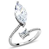 Alamode High polished (no plating) Stainless Steel Ring with AAA Grade CZ in Clear - Alamode - Flyclothing LLC