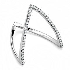 Alamode High polished (no plating) Stainless Steel Ring with AAA Grade CZ in Clear - Alamode