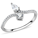 Alamode High polished (no plating) Stainless Steel Ring with AAA Grade CZ in Clear - Alamode