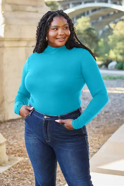 Basic Bae Full Size Mock Neck Long Sleeve Bodysuit - Trendsi - Flyclothing LLC