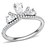 Alamode High polished (no plating) Stainless Steel Ring with AAA Grade CZ in Clear - Alamode - Flyclothing LLC