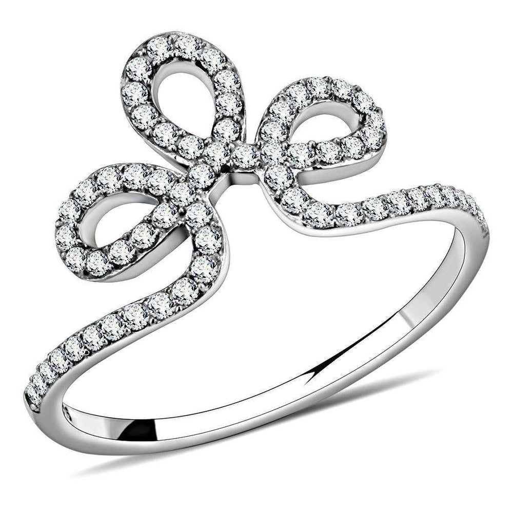 Alamode High polished (no plating) Stainless Steel Ring with AAA Grade CZ in Clear - Alamode - Flyclothing LLC