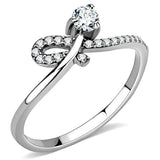Alamode High polished (no plating) Stainless Steel Ring with AAA Grade CZ in Clear - Alamode - Flyclothing LLC