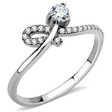 Alamode High polished (no plating) Stainless Steel Ring with AAA Grade CZ in Clear - Alamode