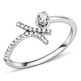 Alamode High polished (no plating) Stainless Steel Ring with AAA Grade CZ in Clear - Alamode