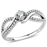Alamode High polished (no plating) Stainless Steel Ring with AAA Grade CZ in Clear - Alamode - Flyclothing LLC