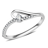 Alamode High polished (no plating) Stainless Steel Ring with AAA Grade CZ in Clear - Alamode