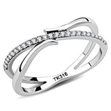 Alamode High polished (no plating) Stainless Steel Ring with AAA Grade CZ in Clear - Alamode - Flyclothing LLC