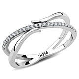 Alamode High polished (no plating) Stainless Steel Ring with AAA Grade CZ in Clear - Alamode - Flyclothing LLC