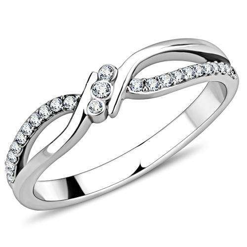 Alamode High polished (no plating) Stainless Steel Ring with AAA Grade CZ in Clear - Alamode - Flyclothing LLC