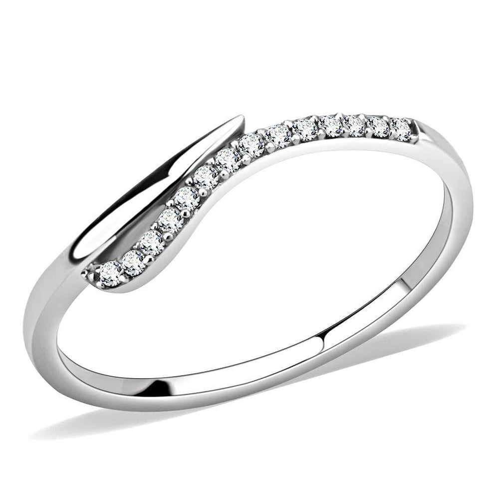 Alamode High polished (no plating) Stainless Steel Ring with AAA Grade CZ in Clear - Alamode