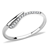 Alamode High polished (no plating) Stainless Steel Ring with AAA Grade CZ in Clear - Alamode