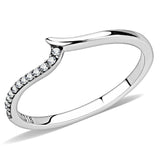 Alamode High polished (no plating) Stainless Steel Ring with AAA Grade CZ in Clear - Alamode