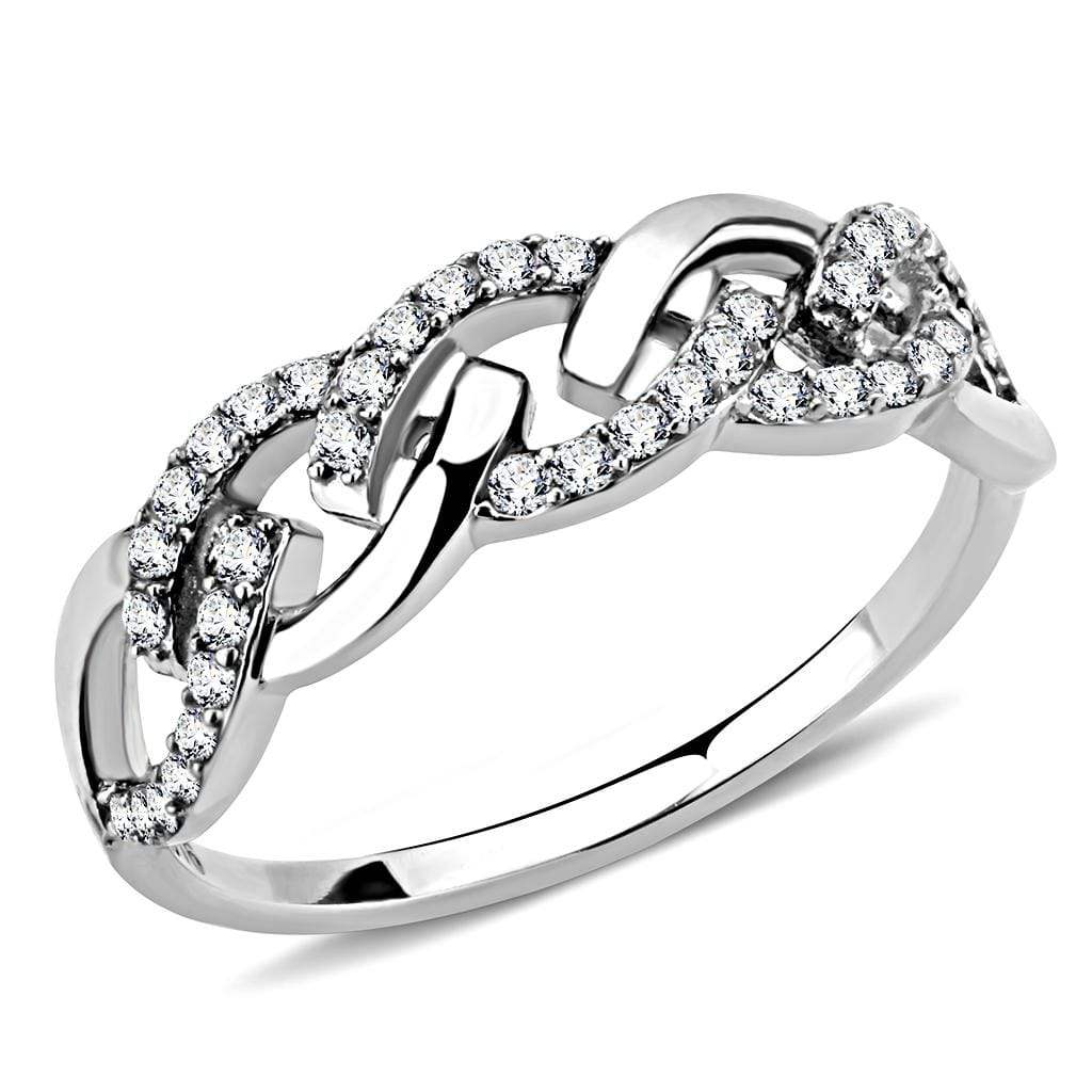 Alamode High polished (no plating) Stainless Steel Ring with AAA Grade CZ in Clear - Alamode - Flyclothing LLC