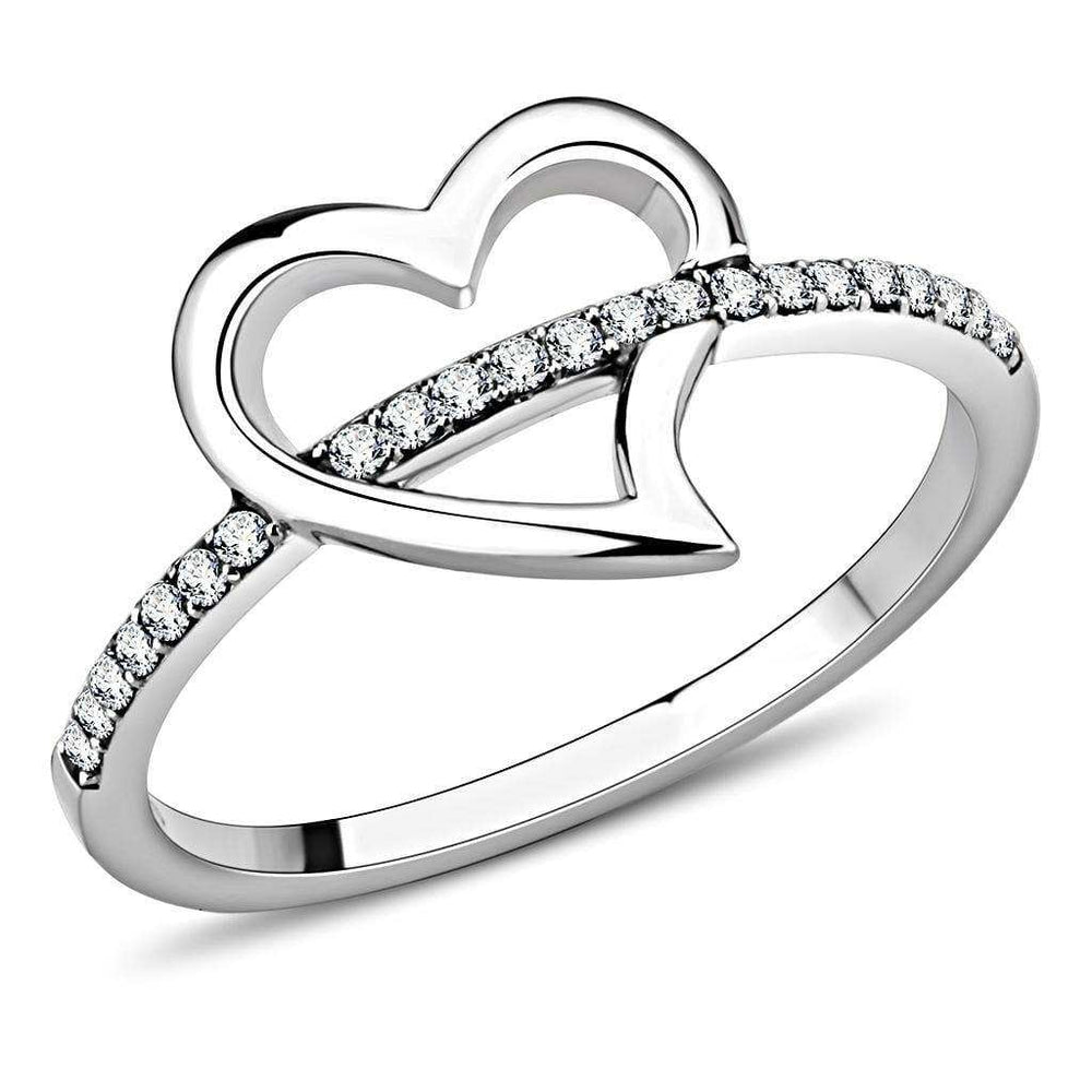 Alamode High polished (no plating) Stainless Steel Ring with AAA Grade CZ in Clear - Alamode - Flyclothing LLC