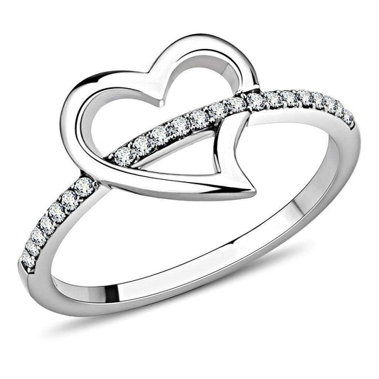 Alamode High polished (no plating) Stainless Steel Ring with AAA Grade CZ in Clear - Alamode - Flyclothing LLC