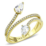 Alamode IP Gold(Ion Plating) Stainless Steel Ring with AAA Grade CZ in Clear - Alamode - Flyclothing LLC