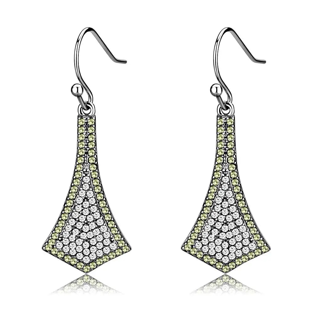 Alamode High polished (no plating) Stainless Steel Earrings with AAA Grade CZ in Topaz - Alamode - Flyclothing LLC