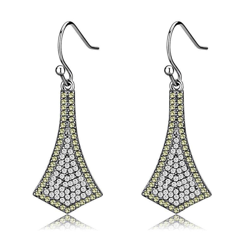Alamode High polished (no plating) Stainless Steel Earrings with AAA Grade CZ in Topaz - Alamode - Flyclothing LLC