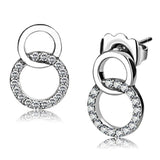 Alamode High polished (no plating) Stainless Steel Earrings with AAA Grade CZ in Clear - Alamode - Flyclothing LLC