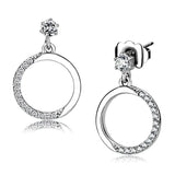 Alamode High polished (no plating) Stainless Steel Earrings with AAA Grade CZ in Clear - Alamode - Flyclothing LLC