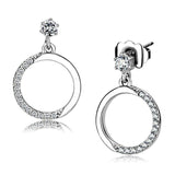 Alamode High polished (no plating) Stainless Steel Earrings with AAA Grade CZ in Clear - Alamode - Flyclothing LLC