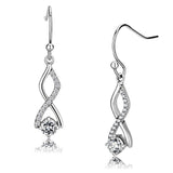 Alamode High polished (no plating) Stainless Steel Earrings with AAA Grade CZ in Clear - Alamode