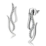 Alamode High polished (no plating) Stainless Steel Earrings with AAA Grade CZ in Clear - Alamode - Flyclothing LLC
