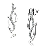 Alamode High polished (no plating) Stainless Steel Earrings with AAA Grade CZ in Clear - Alamode - Flyclothing LLC
