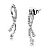 Alamode High polished (no plating) Stainless Steel Earrings with AAA Grade CZ in Clear - Alamode - Flyclothing LLC