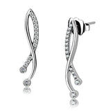 Alamode High polished (no plating) Stainless Steel Earrings with AAA Grade CZ in Clear - Alamode - Flyclothing LLC
