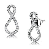 Alamode High polished (no plating) Stainless Steel Earrings with AAA Grade CZ in Clear - Alamode - Flyclothing LLC