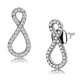 Alamode High polished (no plating) Stainless Steel Earrings with AAA Grade CZ in Clear - Alamode - Flyclothing LLC