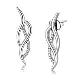 Alamode High polished (no plating) Stainless Steel Earrings with AAA Grade CZ in Clear - Alamode - Flyclothing LLC