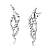 Alamode High polished (no plating) Stainless Steel Earrings with AAA Grade CZ in Clear - Alamode - Flyclothing LLC