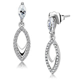 Alamode High polished (no plating) Stainless Steel Earrings with AAA Grade CZ in Clear - Alamode - Flyclothing LLC