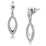 Alamode High polished (no plating) Stainless Steel Earrings with AAA Grade CZ in Clear - Alamode - Flyclothing LLC