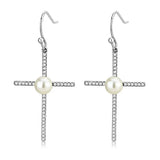 Alamode High polished (no plating) Stainless Steel Earrings with Synthetic Pearl in White - Alamode - Flyclothing LLC