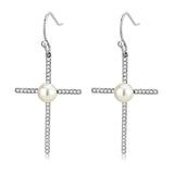 Alamode High polished (no plating) Stainless Steel Earrings with Synthetic Pearl in White - Alamode