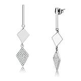 Alamode High polished (no plating) Stainless Steel Earrings with AAA Grade CZ in Clear - Alamode - Flyclothing LLC