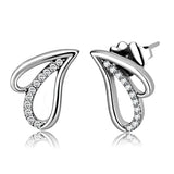 Alamode High polished (no plating) Stainless Steel Earrings with AAA Grade CZ in Clear - Alamode - Flyclothing LLC