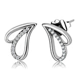 Alamode High polished (no plating) Stainless Steel Earrings with AAA Grade CZ in Clear - Alamode - Flyclothing LLC