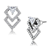 Alamode High polished (no plating) Stainless Steel Earrings with AAA Grade CZ in Clear - Alamode