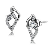 Alamode High polished (no plating) Stainless Steel Earrings with AAA Grade CZ in Clear - Alamode - Flyclothing LLC