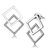 Alamode High polished (no plating) Stainless Steel Earrings with AAA Grade CZ in Clear - Alamode - Flyclothing LLC