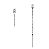 Alamode High polished (no plating) Stainless Steel Earrings with AAA Grade CZ in Clear - Alamode - Flyclothing LLC